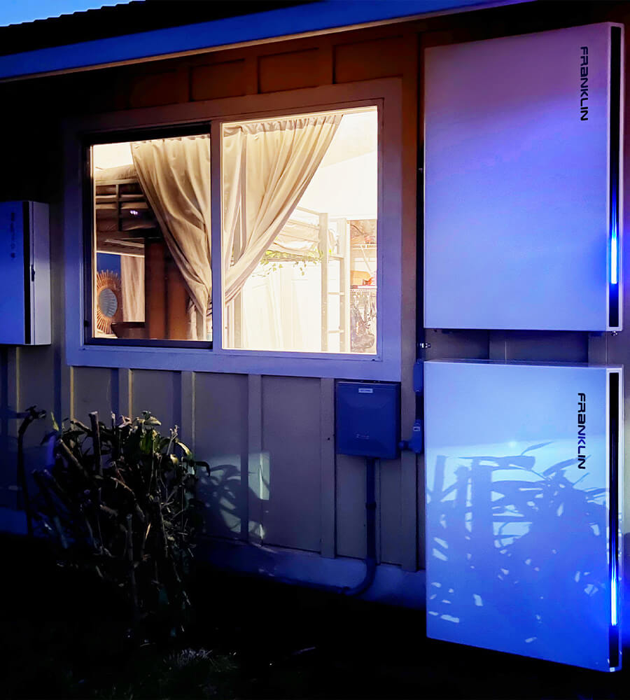 FranklinWH battery storage system installed on exterior wall of residential home in Southern California