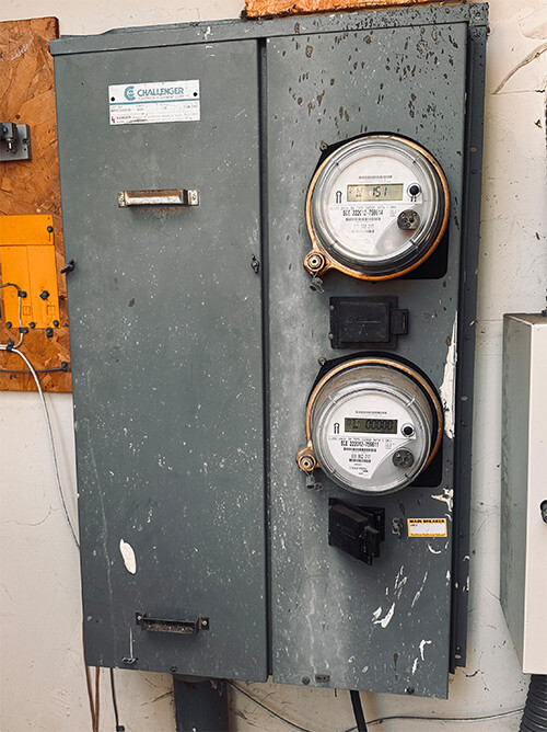 Photo of an old electrical panel